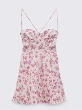 ZARA CORSET STYLE FLORAL COLORFUL LINEN BLEND VACATION Summer Travel Roses